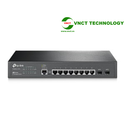 JetStream™ 8-port Pure-Gigabit L2 Managed Switch, 8 101001000Mbps RJ45 ports including 2 Gigabit SFP slots, PortTagMACProtocol-based VLAN, GVRP, STPRSTPMSTP, Port Isolation, IGMP V1V2V3 Snooping, L2L3L4 Traffic ClassificationPriority Management, Voice VLAN, Rate Limiting, 802.1x, IEEE 802.3ad, L234 ACL, Port Mirroring, SSL, SSH, CLI, SNMP, RMON, 1U 13-inch rack-mountable steel case